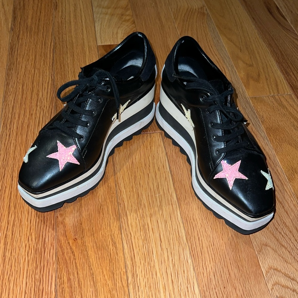 Stella McCartney Elyse Platform Oxford Shoes with sparkle stars size 35.5 (5.5)